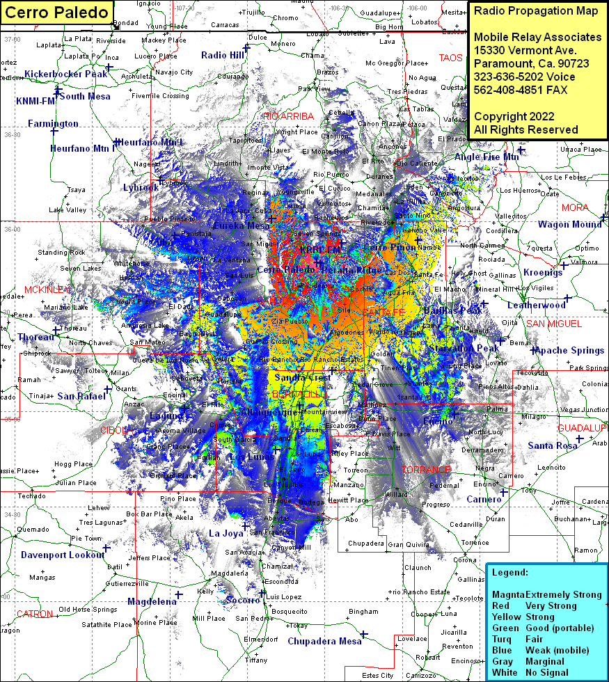 heat map radio coverage Cerro Paledo